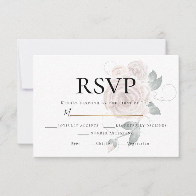 RSVP  | Watercolor Dusty Rose Pink Meal Choice Card (Front)