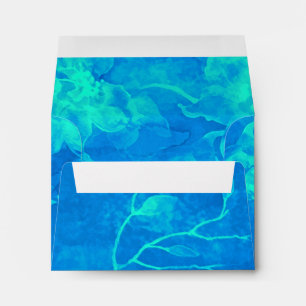 RSVP Watercolor Flowers Aqua and Turquoise Allover Envelope