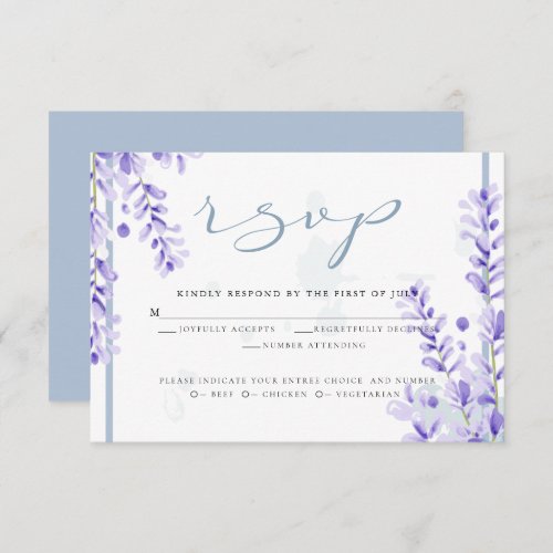 RSVP  Watercolor Lavender _ Dusty Blue Florals Invitation