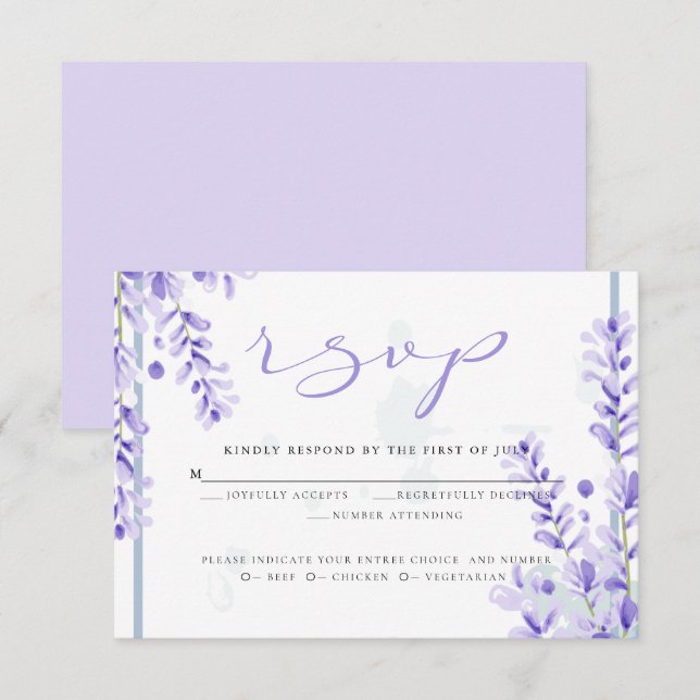 RSVP | Watercolor Lavender - Dusty Blue Florals Invitation (Front/Back)
