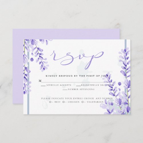 RSVP  Watercolor Lavender _ Dusty Blue Florals Invitation