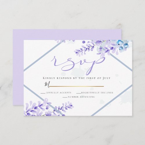 RSVP  Watercolor Lavender _ Dusty Blue Florals Invitation