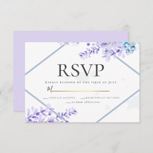 RSVP  Watercolor Lavender _ Dusty Blue Florals Invitation