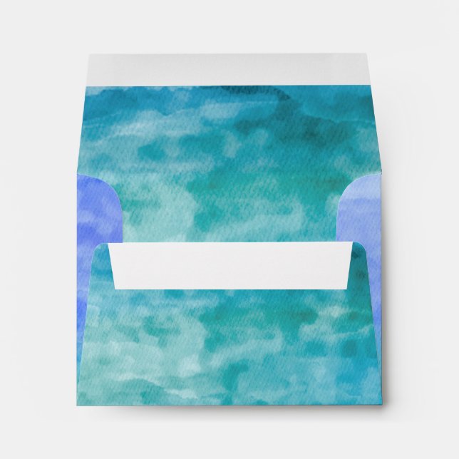 RSVP Watercolor Streaks Blue Envelope (Back (Bottom))