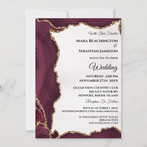  RSVP Website AGATE Gold Maroon AR13 Wedding Invitation