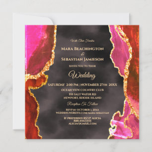 *~* RSVP Website AGATE Pink Gold AR13 Wedding Invitation