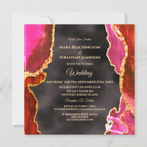  RSVP Website AGATE Pink Gold AR13 Wedding Invitation