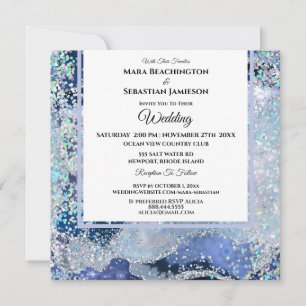 *~* RSVP Website AGATE Stars AR13 NAVY Wedding Invitation