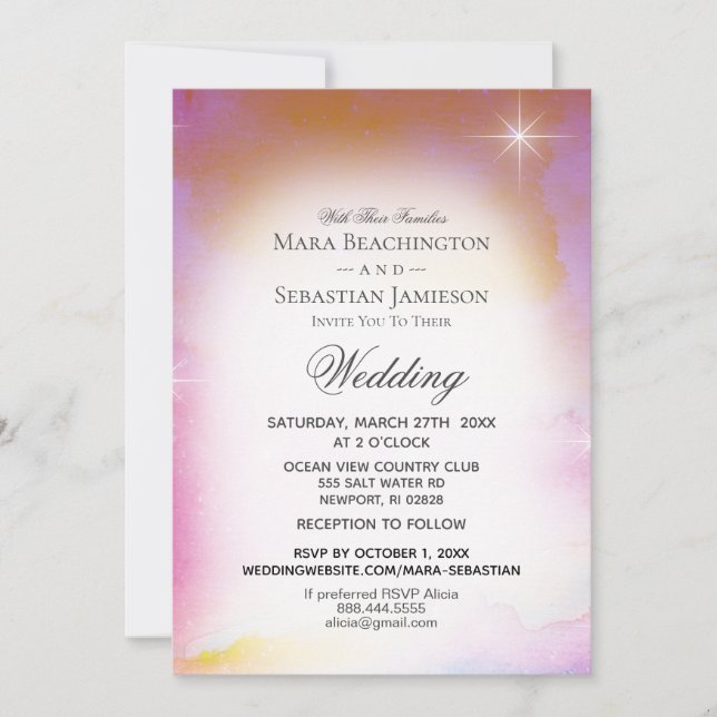 *~ RSVP Website Cosmic Nebula Celestial Wedding Invitation (Front)