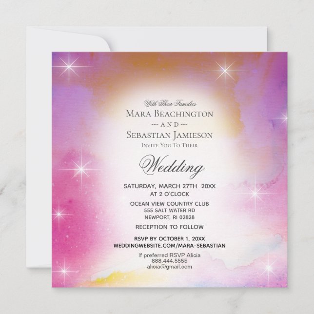 *~* RSVP Website Cosmos Nebula Celestial Wedding Invitation (Front)