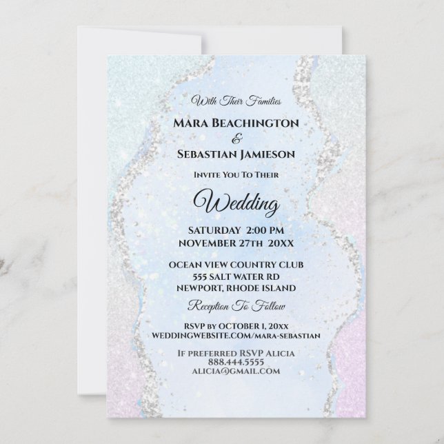 *~* RSVP Website Glitter Ombre Pastel AR13 Wedding Invitation (Front)