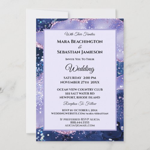 *~* RSVP Website Lavender AGATE Stars AR13 Wedding Invitation