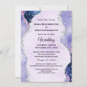 *~* RSVP Website Lavender AGATE Waves AR13 Wedding Invitation