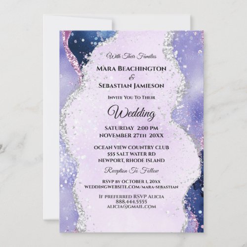  RSVP Website Lavender AGATE Waves AR13 Wedding Invitation