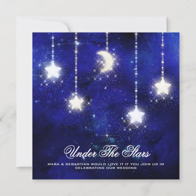 *~* RSVP Website MOON STARS Celestial AR14 Wedding Invitation (Front)
