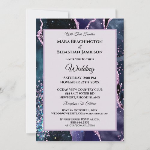  RSVP Website _ Purple AGATE Stars AR13 Wedding Invitation