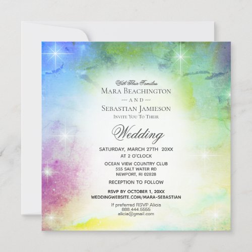  RSVP Website Rainbow Universe Wedding Invitation