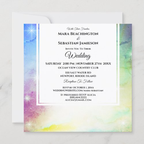  RSVP Website Universe Rainbow Wedding Invitation