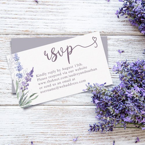 RSVP Website Wedding Elegant Lavender Floral Enclosure Card