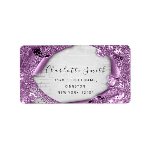 RSVP Wedding 3D Purple Violet Glitter Music Label