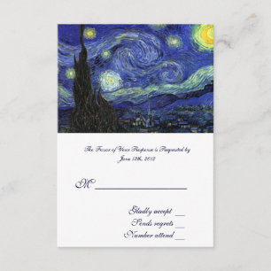 RSVP, wedding acceptance card, Starry Night RSVP Card