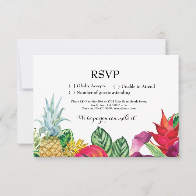 RSVP Wedding Aloha Tropical Cards Invites Luau (Front)