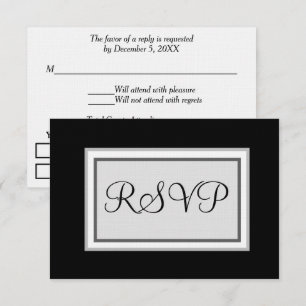 RSVP Wedding Black White Silver Gray Card