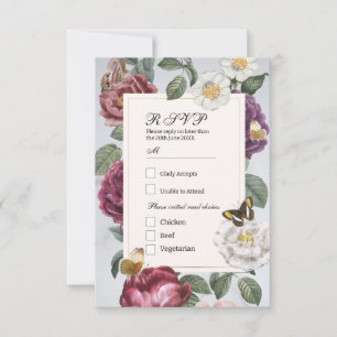 RSVP Wedding Bloom Floral Flower Butterfly Invitation