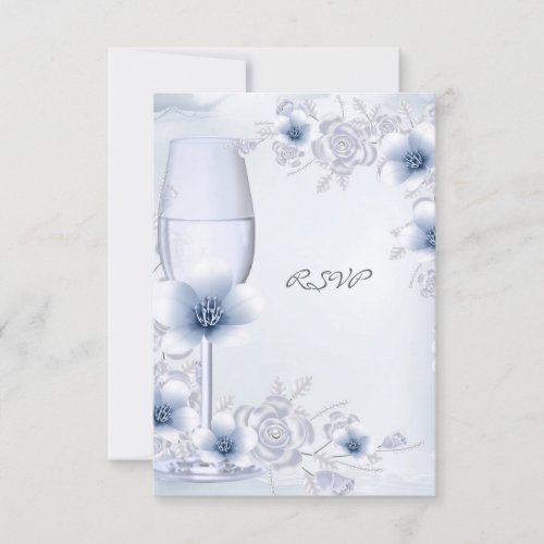 RSVP Wedding Blossoms Rose Floral Blue Silver