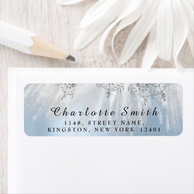 RSVP Wedding Bridal Blue Gray Sweet16th 15th Label (Insitu)