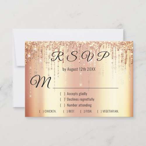 RSVP Wedding Bridal Drips Gold Coral Map Globe