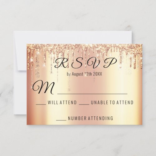 RSVP Wedding Bridal Rose Gold Drips Map Globe