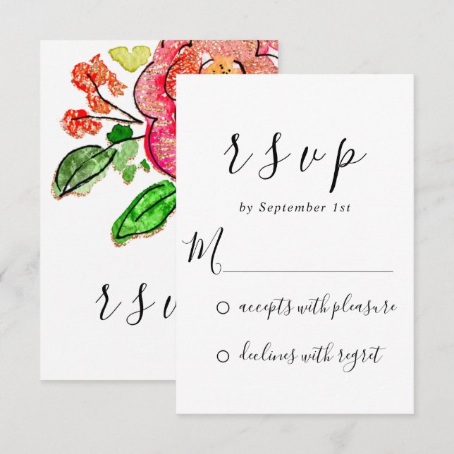 RSVP Wedding Bridal Shower Sweet16th Floral (Front/Back)