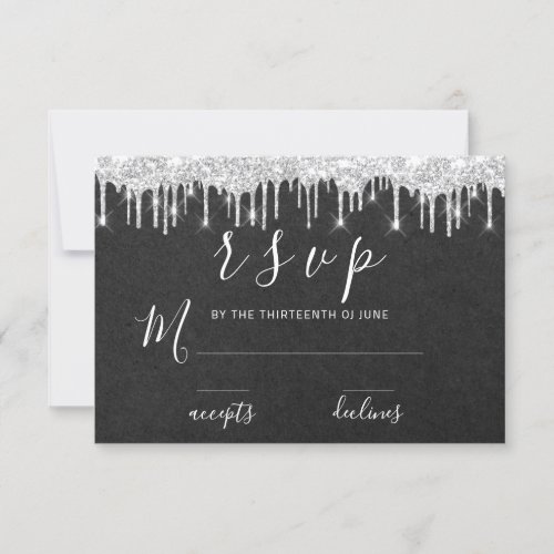 RSVP Wedding Bridal Silver Drips Graphite