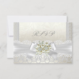 RSVP Wedding Cream Pearl Lace Damask Diamond