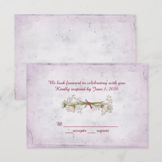 RSVP wedding- daisy bouquet with pearls Invitation (Front/Back)
