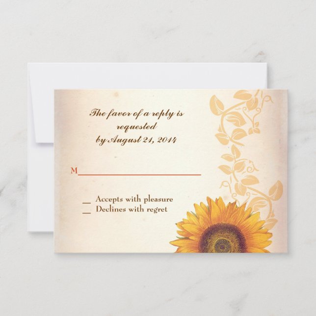 rsvp wedding design with sunflower card (Front)