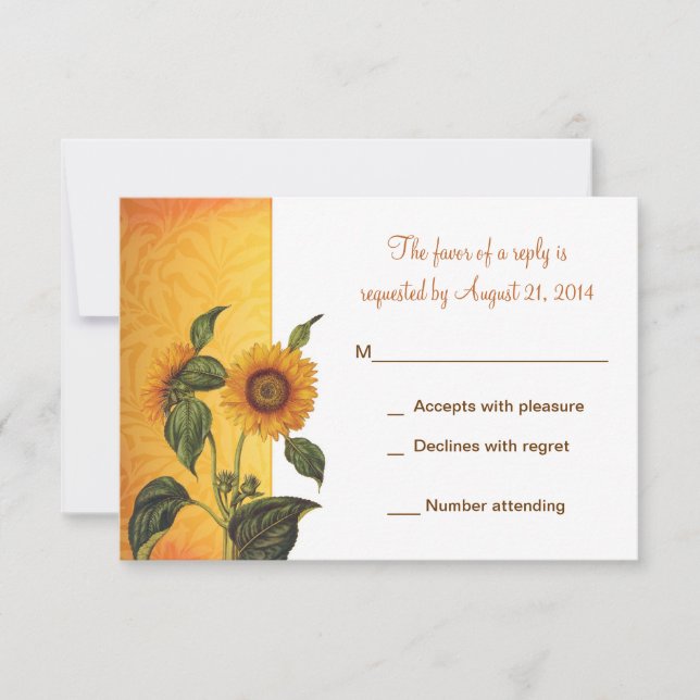 rsvp wedding design with sunflower card (Front)