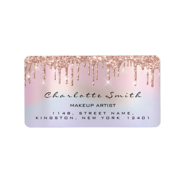 RSVP Wedding Drips Rose Holograph Ombre Label (Front)