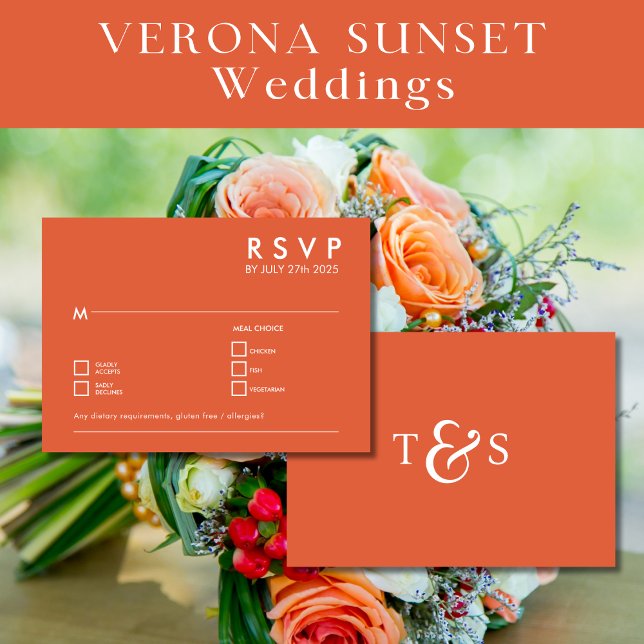RSVP Wedding Enclosure Verona Sunset Orange Invitation (Creator Uploaded)