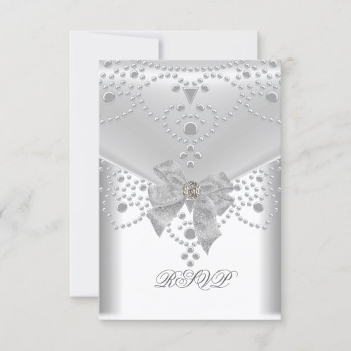 RSVP Wedding Engagement Invite White Silver