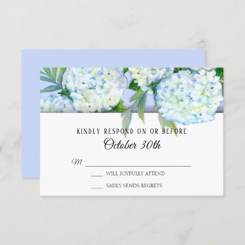 RSVP Wedding Floral Hydrangeas Art Periwinkle Blue Invitation