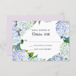RSVP Wedding Floral Lilac n White Hydrangeas Invitation