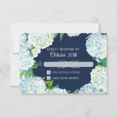 RSVP Wedding Floral White Hydrangea Navy Blue Invitation (Front)