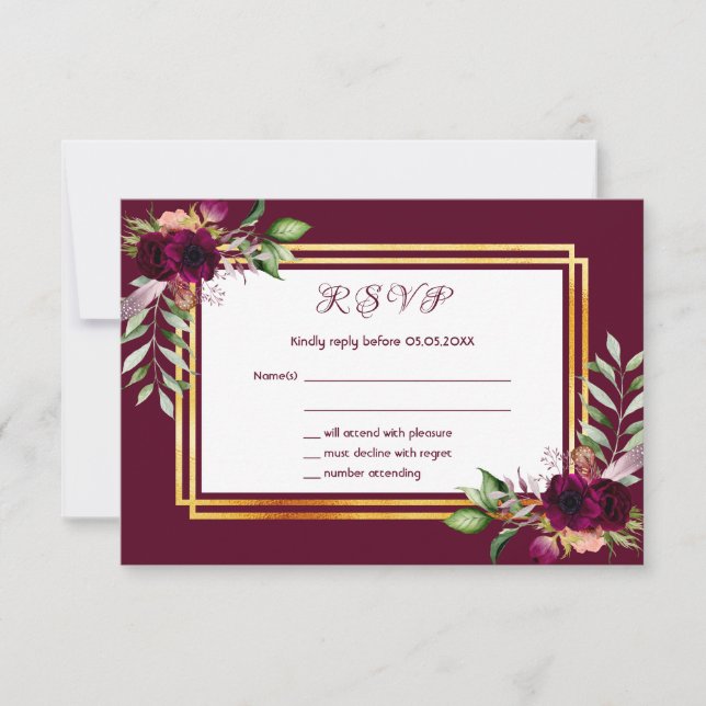 RSVP wedding florals burgundy boho (Front)