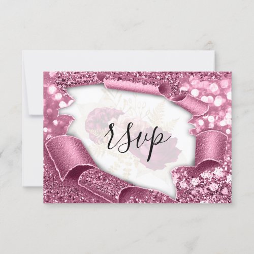 RSVP Wedding Glitter Bridal Grey Silver Roses