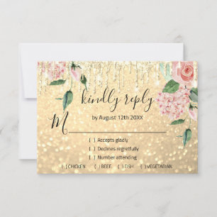 RSVP  Wedding Glitter Bridal Mint Glitter Gold
