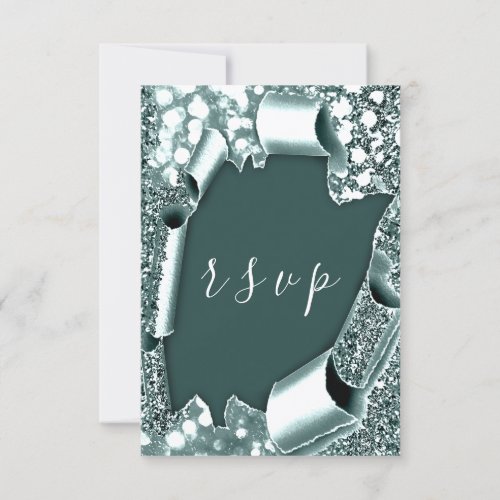 RSVP Wedding Glitter Teal Frame Royal Princess 