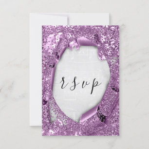 RSVP Wedding Gray Paper 3D Purple Music Card