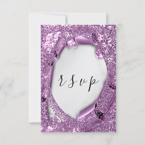 RSVP Wedding Gray Paper 3D Purple Violet